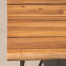 Outdoor Coffee Table With Slat Top And Metal Legs - Teak by HouseOfZazla