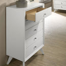 1 Piece Chest With Angled Legs, Wave Texture, Round Knobs - White by HouseOfZazla