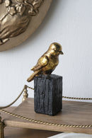 Gold Resin Songbird Sculpture on Black Faux Branch by HouseOfZazla