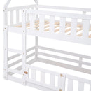 Twin Over Twin House Bunk Bed With Fence And Door by Unique Piece Furniture