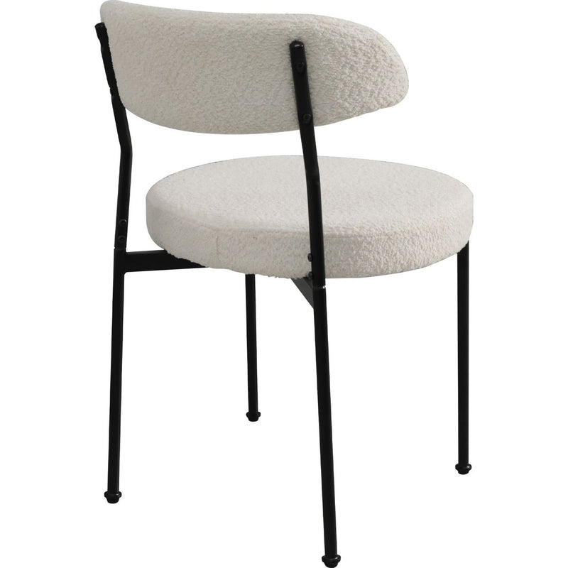 Boucle Upholstered Dining Chairs with Curved Backrest & Metal Legs Set of 2, Beige