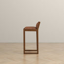 Gavin Mid-Century Modern 25'' Solid Wood Genuine Leather Counter Stool
