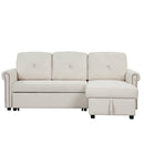 83" Modern Convertible Sleeper Sofa Bed with Storage Chaise,Beige
