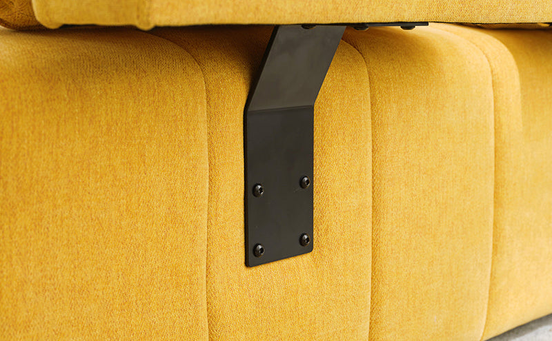 91.73" L-shaped Sofa Sectional Sofa Couch with 2 Stools and 2 Lumbar Pillows for Living Room, Yellow