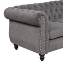 60" modern sofa Dutch plush upholstered sofa, solid wood legs, buttoned tufted backrest, gray