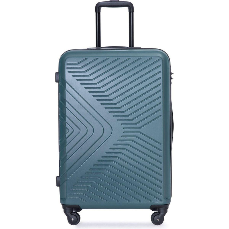 3 Piece Luggage Sets ABS Lightweight Suitcase with Two Hooks, Spinner Wheels, TSA Lock, (20/24/28), DARK GREEN