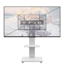 Mobile TV Stand With Shelf Floor Mount Cart For TVs With Lockable Wheels Ideal For Living Room Bedroom Or Office - White by HouseOfZazla