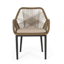 Conversation Set With Tempered Glass Table Top - Light Brown