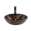 Vessel Bathroom Sink With Pop Up Drain, Round Bowl Design For Bathrooms - Brown by HouseOfZazla