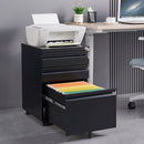 Contemporary 3 Drawer Mobile Filing Cabinet With Lock, Metal Office Storage For Legal / Letter Size by Unique Piece Furniture