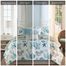 6 Piece Cotton Sateen Quilt Set with Throw Pillows Aqua Full/Queen