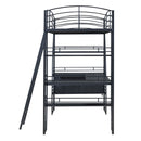 Loft Bed With 4 Layers Of Shelves And L-Shaped Desk, Stylish Metal Frame Bed With A Set Of Sockets, USB Ports And And Wireless Charging by HouseOfZazla