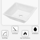 16" 6" Modern European Square Vessel Sink Glossy Porcelain Bathroom Vanity Top Above Counter Ceramic Basin - White by HouseOfZazla