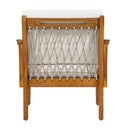 Outdoor Acacia Wood Club Chair with Handwoven Rope, Teak Finish