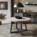 Round Dining Table With Wire Brushed Mindi Top And Mahogany Base - Wheat by Unique Piece Furniture