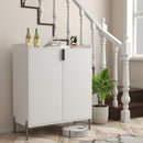 2 Door Wine Bar Cabinet With Adjustable Shelf, Soft-Closing Hinges, And High Feet - White by HouseOfZazla