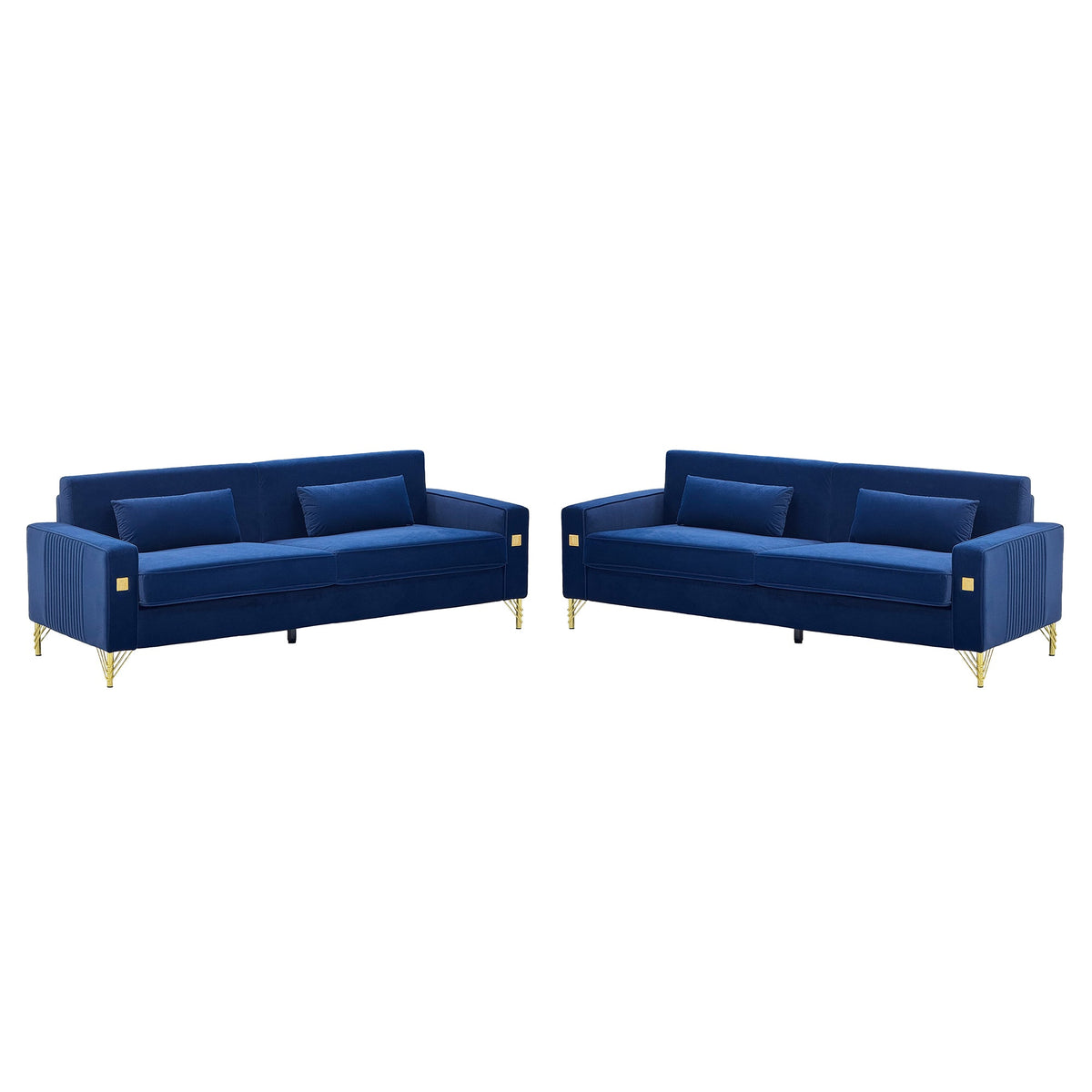 Royal Blue Velvet 2-Piece Sofa Set, photo 3 of 10