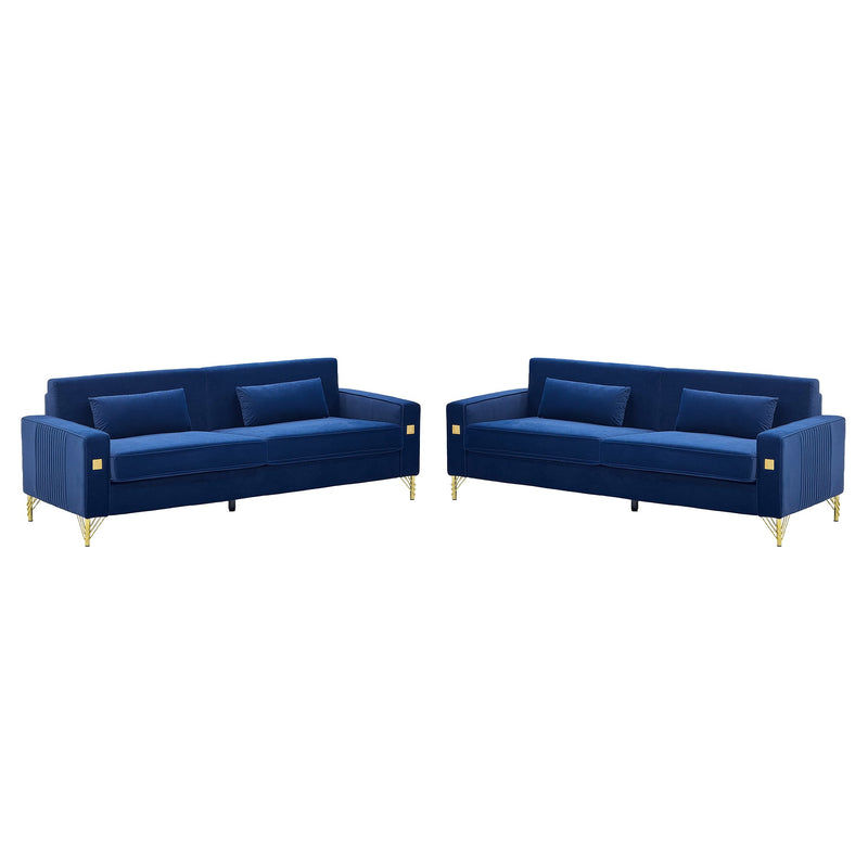 Royal Blue Velvet 2-Piece Sofa Set, photo 3 of 10