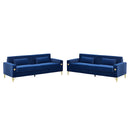 Royal Blue Velvet 2-Piece Sofa Set