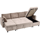 Sectional Sofa Bed With Pull Out Sleeper, USB Ports, Cup Holders by HouseOfZazla