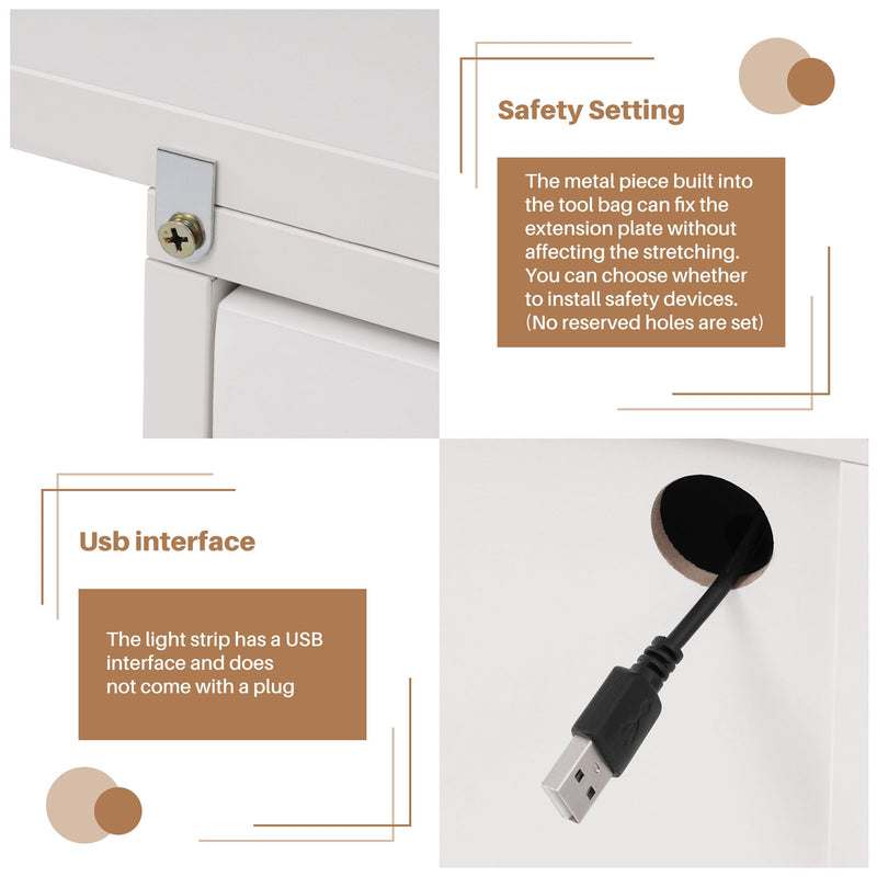 44"-85" Extendable Sofa Bar Table Cabinet Behind Couch Pub Table with LED