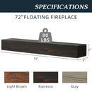 72" Rustic Wood Fireplace Mantel,Wall-Mounted & Floating Shelf for Home Decor