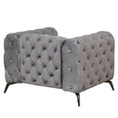 40.5" Velvet Upholstered Accent Sofa, Modern Single Sofa Chair with Button Tufted Back, Modern Single Couch for Living Room, Bedroom, or Small Space, Gray