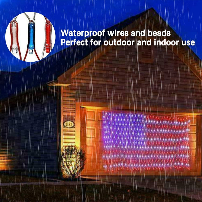 420 LED American Flag Net Lights | Waterproof Patriotic Display