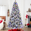 8Ft Flocked Christmas Tree with 470L Colorful LED Lights