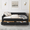 Upholstered Tufted Daybed With 2 Drawers, Waved Arms by HouseOfZazla