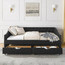 Upholstered Tufted Daybed With 2 Drawers, Waved Arms by Unique Piece Furniture