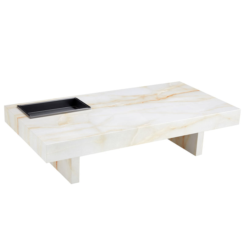 A modern and practical coffee table with imitation marble patterns, made of MDF material. The fusion of elegance and natural fashion 47.2"x 23.6"x 12 "