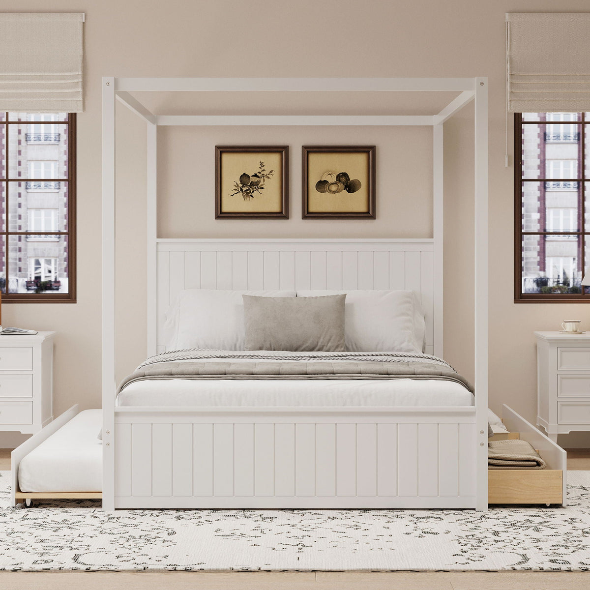 Canopy Platform Bed With Trundle And 3 Storage Drawers, photo 13 of 13