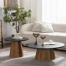 Round Coffee Table with Sturdy Pedestal Design