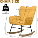 Teddy Fabric Rocking Chair, Modern Rocking Accent Chair for Nursery, Living Room, Bedroom, Yellow