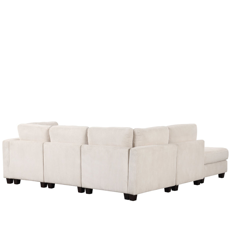 5 Pieces L shaped Sofa with Removable Ottomans and comfortable waist pillows