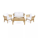 4-Pieces Acacia Wood Patio Furniture Set with Cushions by HouseOfZazla