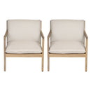Outdoor Acacia Wood Armchair, Set of 2, Patio Club Chair with Cushions, Light Teak by HouseOfZazla