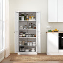 Kitchen Pantry Cabinet Adjustable Storage With 4 Shelves, Heavy Duty Freestanding Pantry Organizer - White