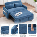 55.1" Pull Out Sleep Sofa Bed Loveseats Sofa Couch with Adjustable Backrest, Storage Pockets, 2 Soft Pillows, USB Ports for Living Room, Bedroom, Apartment, Office, Blue