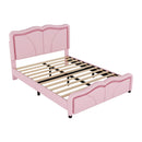 Upholstered Platform Bed & Curve Shaped And Height Adjustable Headboard, LED Light Strips by Unique Piece Furniture