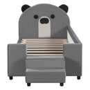 Upholstered Daybed With Bear Shaped Headboard, Hydraulic System And Breathable Fence