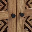 Tall Kitchen Pantry Cabinet With Hollow Carved Doors Adjustable Shelves Versatile Storage Cabinet For Kitchen - Walnut by HouseOfZazla