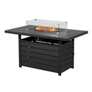 Rectangular Propane Fire Pit Table With Burner, Lava Rock, Waterproof Cover by HouseOfZazla