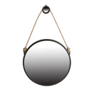 Handsome Cleveland Mirror With Rope Strap Contemporary Design Circle Mirror With Round Metal Frame For Wall Decor by Unique Piece Furniture
