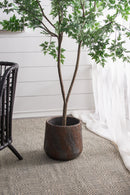 12.6x12.6x11.8" Cement Planter Small, Indoor Outdoor Garden Functional Decor by HouseOfZazla