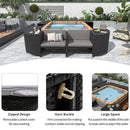 Spa Surround Spa Frame Quadrilateral Outdoor Rattan Sectional Sofa Set With Mini Sofa, Wooden Seats And Storage Spaces by Unique Piece Furniture