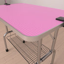 Folding Dog Pet Grooming Table Stainless Steel Frame Rubber Mat On Board With Adjustable Arm And Clamps Pet Dog Cat Grooming Table by HouseOfZazla
