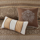 6 Piece Jacquard Quilt Set with Throw Pillows – Brown/Gold King/Cal King