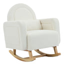 Accent Rocking Chair With Curved Back & Pillow, Base, Ultimate Comfort For Living Room Or Nursery - Cream White by HouseOfZazla